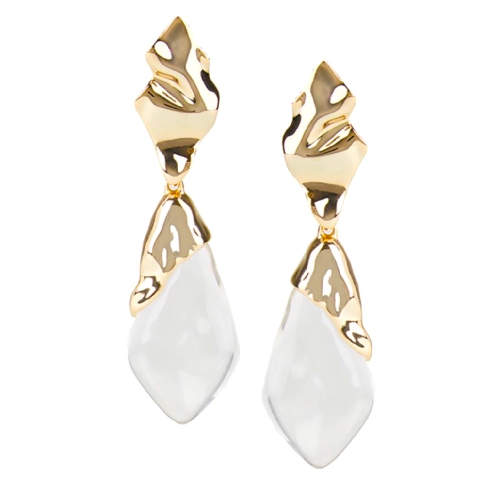 ALEXIS BITTAR • Crumpled Clear Frosted Lucite Earrings